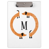 ダッシュンおもしろいドソーセージ犬モノグラム クリップボード (正面)