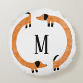 ダッシュンおもしろいドソーセージ犬モノグラム ラウンドクッション (裏面)