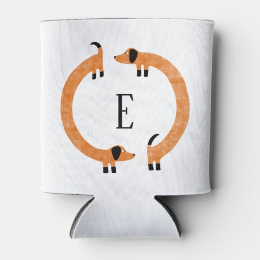 ダッシュンおもしろいドソーセージ犬モノグラム 缶クーラー (正面)