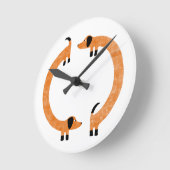 ダッシュンおもしろいドソーセージ犬 ラウンド壁時計 (傾斜)