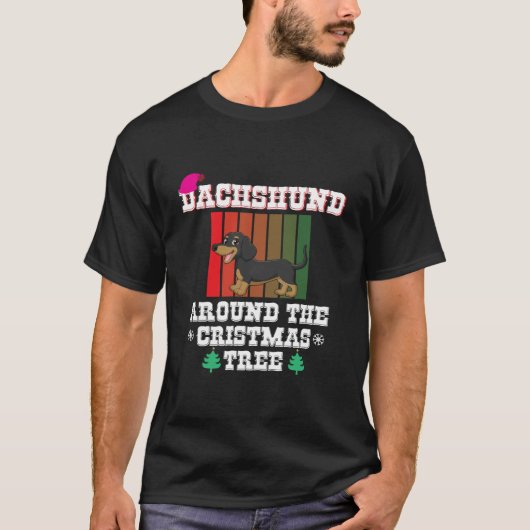 ダッシュンのまわりにド・ザ・クリスマスツリー Tシャツ (正面)