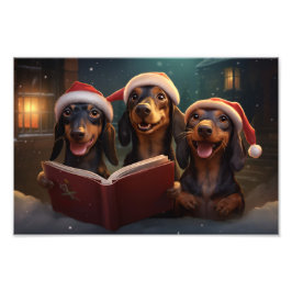 ダッシュンズクリスマスカロリングフェスティバルホリデー フォトプリント