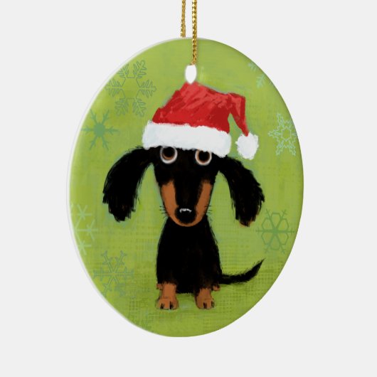 ダッシュントおもしろいサンタ条項ウィーナードッグクリスマス セラミックオーナメント (右)
