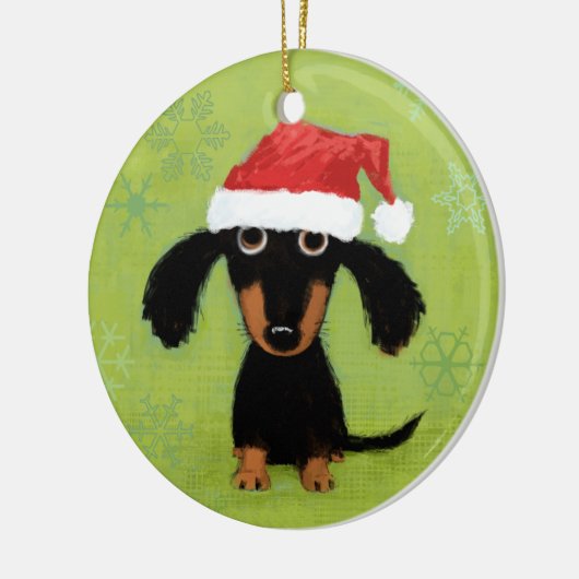 ダッシュントおもしろいサンタ条項ウィーナードッグクリスマス セラミックオーナメント (左)