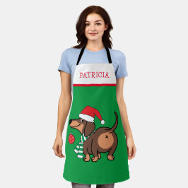 ダッシュントおもしろいドッグ可愛いメリークリスマス エプロン