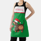 ダッシュントおもしろいドッグ可愛いメリークリスマス エプロン (インサイチュ)