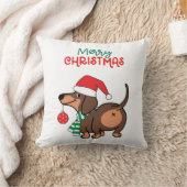 ダッシュントおもしろいドッグ可愛いメリークリスマス クッション (ブランケット)