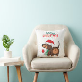 ダッシュントおもしろいドッグ可愛いメリークリスマス クッション (椅子)