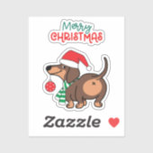 ダッシュントおもしろいドッグ可愛いメリークリスマス シール (シート)