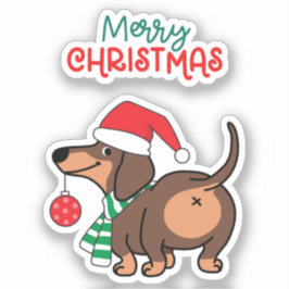 ダッシュントおもしろいドッグ可愛いメリークリスマス シール