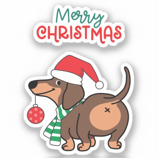 ダッシュントおもしろいドッグ可愛いメリークリスマス シール (正面)