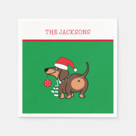 ダッシュントおもしろいドッグ可愛いメリークリスマス スタンダードカクテルナプキン