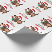 ダッシュントおもしろいドッグ可愛いメリークリスマス ラッピングペーパー (角)