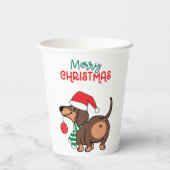 ダッシュントおもしろいドッグ可愛いメリークリスマス 紙コップ (裏面)