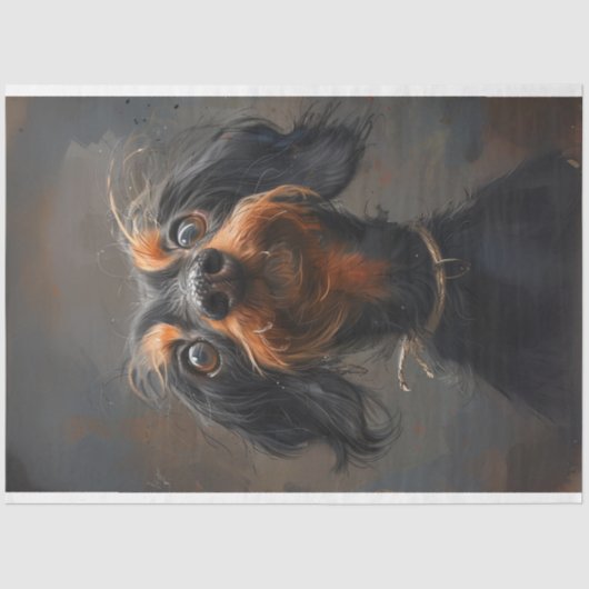 ダッシュントの子犬のデコパージュをドジャー 薄葉紙 (正面)