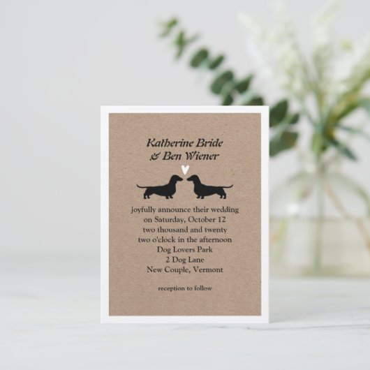 ダッシュントドッグシルエットかわいい結婚式招待状 招待状 (スタンド正面)