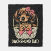 ダッシュントパパかわいいダッシュンドラバーメンウィーナードッグ フリースブランケット (正面)
