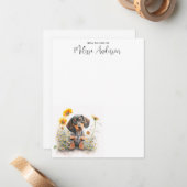 ダッシュントパーソナライズされたドッグかわいい子犬の水色 ノートカード (正面/裏面インサイチュ)