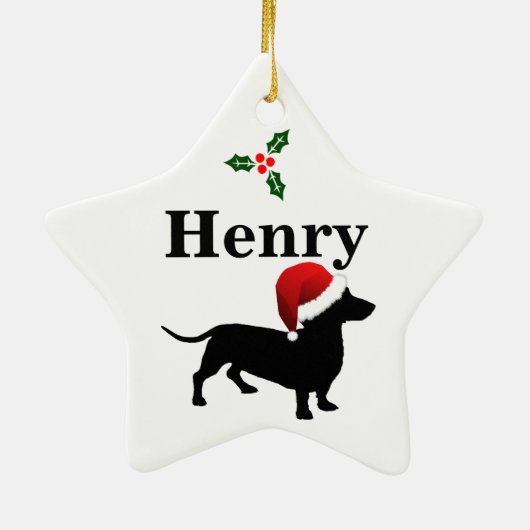 ダッシュントパーソナライズされたドッグのクリスマスオーナメント セラミックオーナメント (裏面)