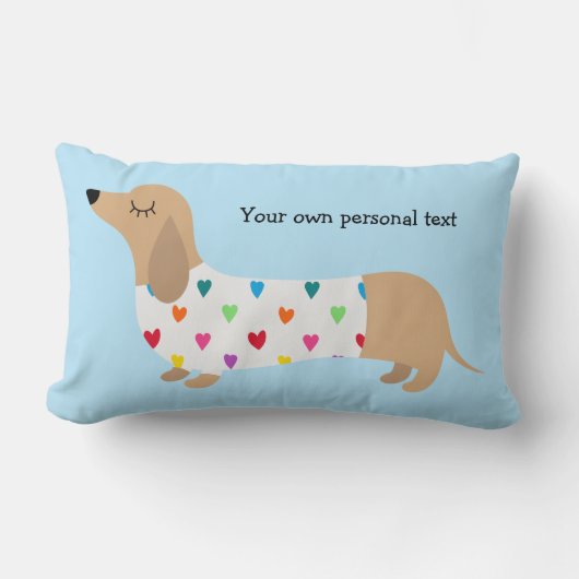 ダッシュント数々のカラーハートアクセント枕 ランバークッション (正面)