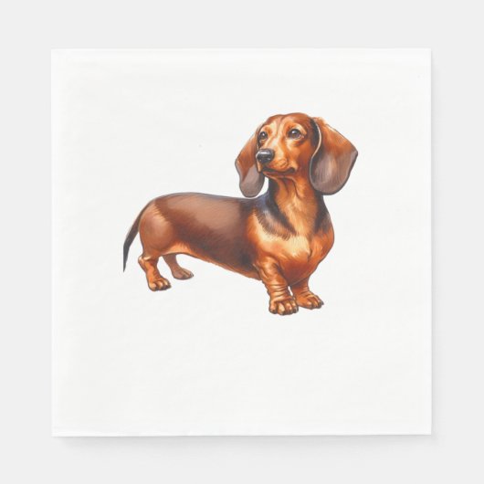 ダッシュント絵画ズ – ウィーナー犬の水彩画 スタンダードランチョンナプキン (正面)