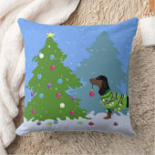 ダッシュント飾の森のクリスマスツリー クッション (ブランケット)