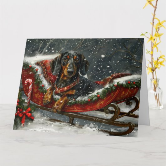 ダッシュンドグッドクリスマスフェスティバル カード (黄色い花)