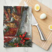 ダッシュンドグッドクリスマスフェスティバル キッチンタオル (四つ折り)