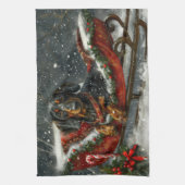 ダッシュンドグッドクリスマスフェスティバル キッチンタオル (縦)