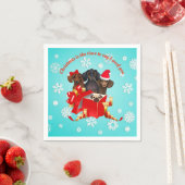 ダッシュンドスノーフレーククリスマス紙ナプキンス スタンダードカクテルナプキン (インサイチュ)