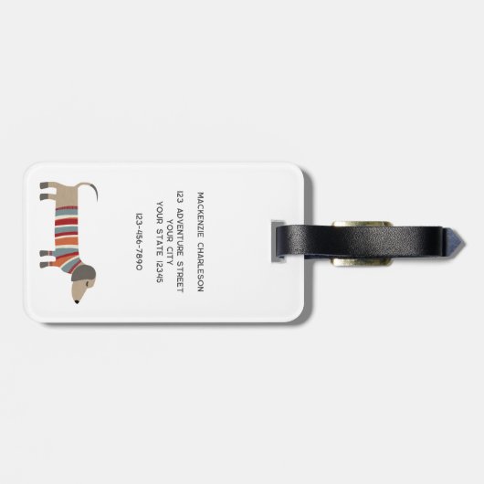 ダッシュンドソーセージドッグ名前をカスタムする ラゲッジタグ (裏面横)