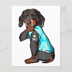 ダッシュンドタトゥーIラブパパおもしろい犬ダッシュンドFa チラシ