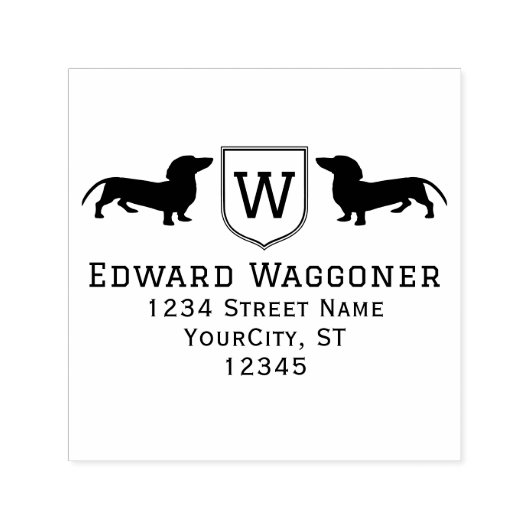 ダッシュンドッグスイニシャルクレスト名、差出人住所 セルフインキングスタンプ (デザイン)