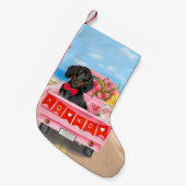 ダッシュンドッグバレンタインズデイトラックハート スモールクリスマスストッキング (正面 (吊り時))