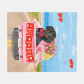 ダッシュンドッグバレンタインズデイトラックハート フリースブランケット (正面(横))