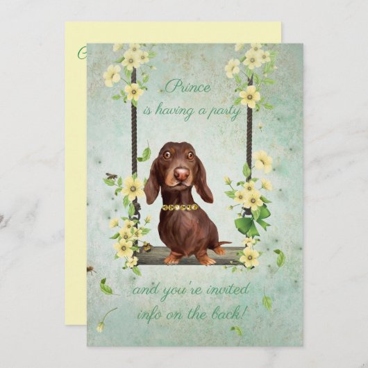 ダッシュンドッグパーティの招待状 招待状 (正面/裏面)