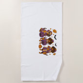 ダッシュンドッグ幽霊ハロウィーン ビーチタオル (正面)