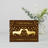 ダッシュンドットホイルホリデーポストカード – ブラウン 箔シーズンポストカード (立ち正面)