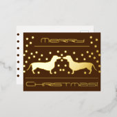 ダッシュンドットホイルホリデーポストカード – ブラウン 箔シーズンポストカード (正面/裏面)