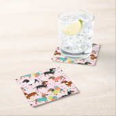 ダッシュンドバースデーパーティーお祝い スクエアペーパーコースター (インサイチュ)