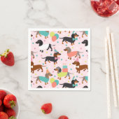 ダッシュンドバースデーパーティーお祝い スタンダードカクテルナプキン (インサイチュ)