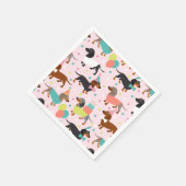 ダッシュンドバースデーパーティーお祝い スタンダードカクテルナプキン (角)