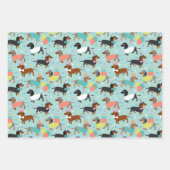 ダッシュンドバースデーパーティーお祝い ラッピングペーパーシート (正面)