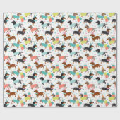 ダッシュンドバースデーパーティーお祝い ラッピングペーパー (フラット)