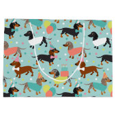 ダッシュンドバースデーパーティーお祝い ラージペーパーバッグ (裏面)