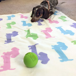 ダッシュンドピンクパープルブルーグリーンパステルズブランケット フリースブランケット