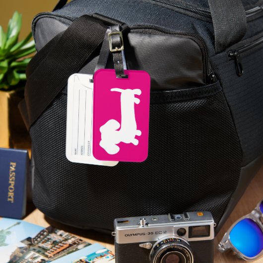 ダッシュンドピンクラゲッジトラベルバッグラベル ラゲッジタグ (正面&裏面)