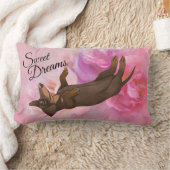 ダッシュンドピンクローゼズスイートドリームズピロー ランバークッション (ブランケット)