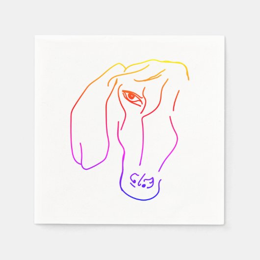 ダッシュンドヘッドアートスケッチ紙ナプキンス スタンダードカクテルナプキン (正面)