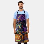 ダッシュン不気味ドグハロウィーン魔女とカボチャ エプロン (着用した状態)